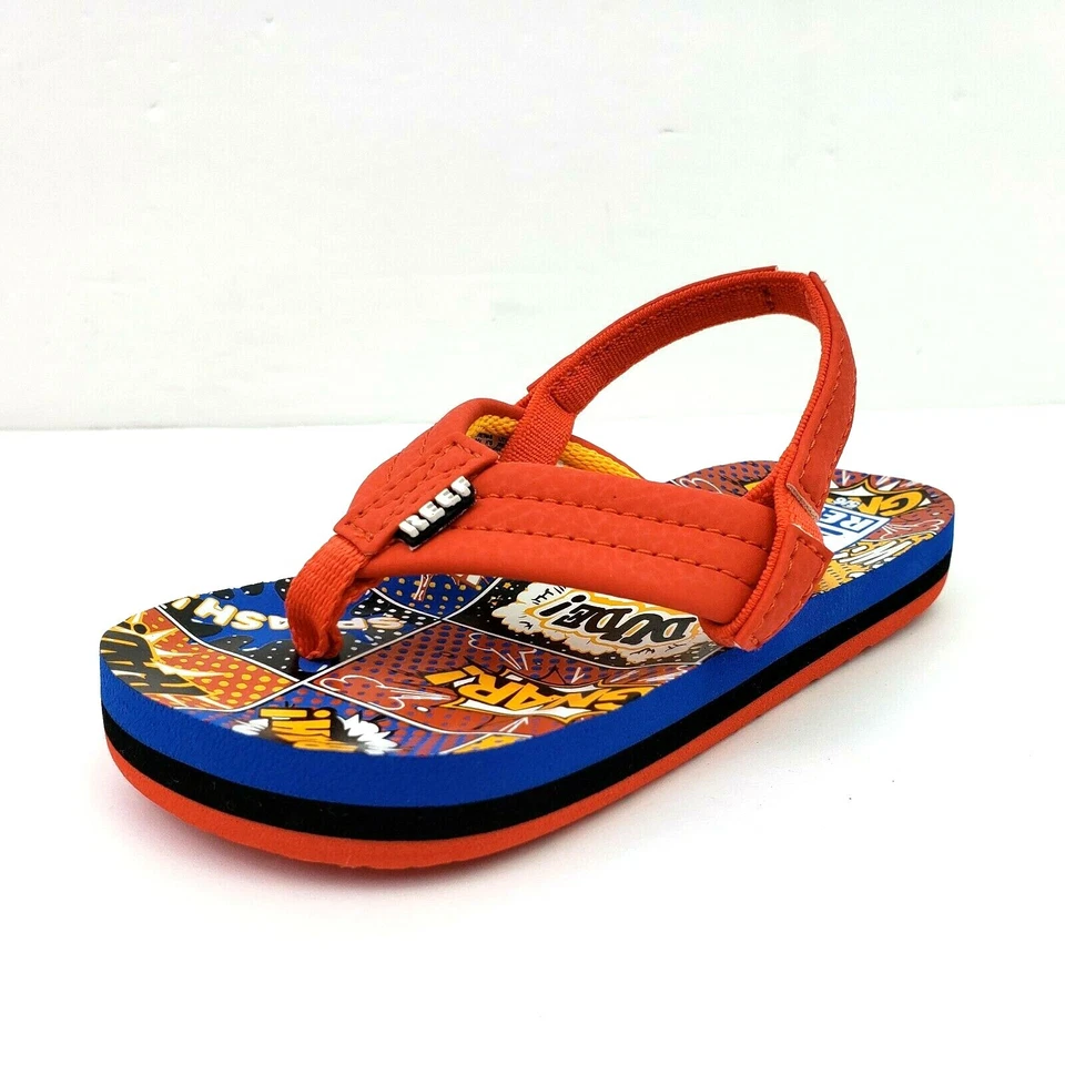 Reef Little Ahi Comic Book Toddler Boys Size 5/6 Back Strap Flip Flop Sandals  - Image 2 of 4