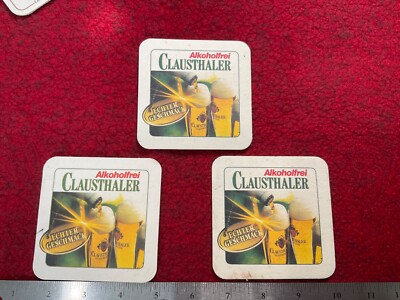3 CLAUSTHALER  BEER DRINK COASTERS