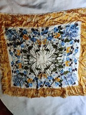 Vintage Satin Unbranded Floral Print Scarf Measures 30 X 38 Oblong Not Hand Roll