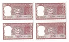 India Rs 2, B-23,Serial UNC Notes, 4 pieces, Inset B, Prefix C, S Venkitaramanan