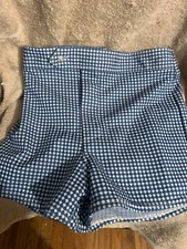 VTG Blue Checkered Boys Bathing Suit Has Zipper Button Tag UnreadablePolyester
