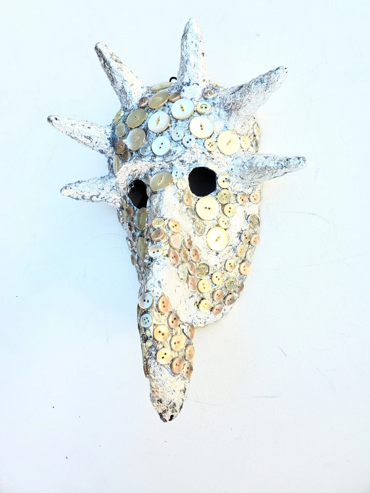 Silver Mask/Wall Art Handmade Glows-in-dark Wearable One-of-a-Kind - Image 3 of 4