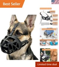 Comfort-Fit Black Dog Muzzle for Large Breeds - Perfect for Training  Grooming