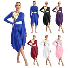 Women Praise Dance Dress Tunic Overlay Metallic Church Spiritual Worship Costume