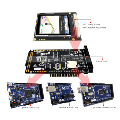 2.2''inch TFT LCD Capacitive Touch Shield for Arduino Due,MEGA 2560,Uno w/Library