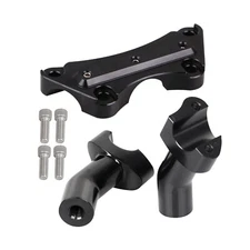 Black 3-1/2" Handlebar Risers 1" Top Clamp For Harley Dyna Softail Fat Boy V-Rod