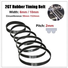 2GT Rubber 2mm Pitch Timing Belt Closed Loop 6mm/10mm Width For CNC, 3D Printer
