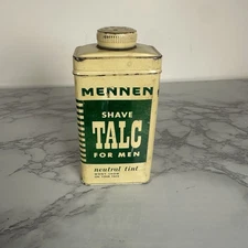 VTG 1950s Mennen Shave Talc for Men Tin Neutral Tint Barber Shop Metal Container
