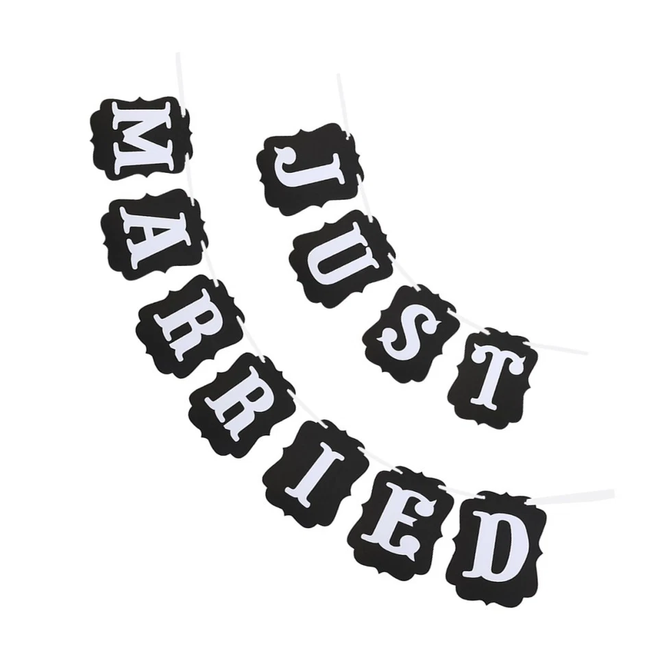 JUST MARRIED Paper Bunting Banner Wedding Party Favors - Image 3 of 4