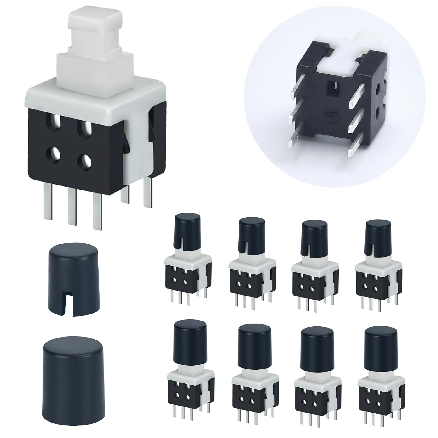 30Pcs Micro Latching Push Button Switch 5.8Mm 0.23" DPDT 6Pin 2-Ways