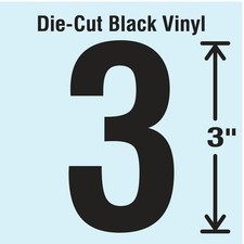 Number Label, Vinyl, 3 in H, 1-5/8 in W, PK10