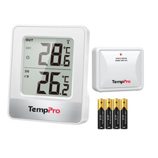 TempPro Funk-Thermometer Innen Au&szlig;en, Wetterstation mit Au&szlig;ensensor
