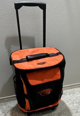 Logo Beavers Wheeled Cooler Backpack Bag Orange Black Telescoping Handle 18 in