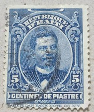 HAITI 🇭🇹 PRESIDENT CINCINNATUS LECONTE STAMP / 5 CENTIMES DE PIASTRE / 1912
