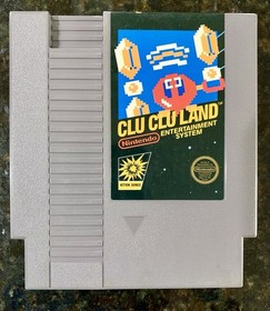 NES Clu Clu Land - 1984 Black Nintendo 5 Screw - 💦 Dmg to Manual - WORKS!