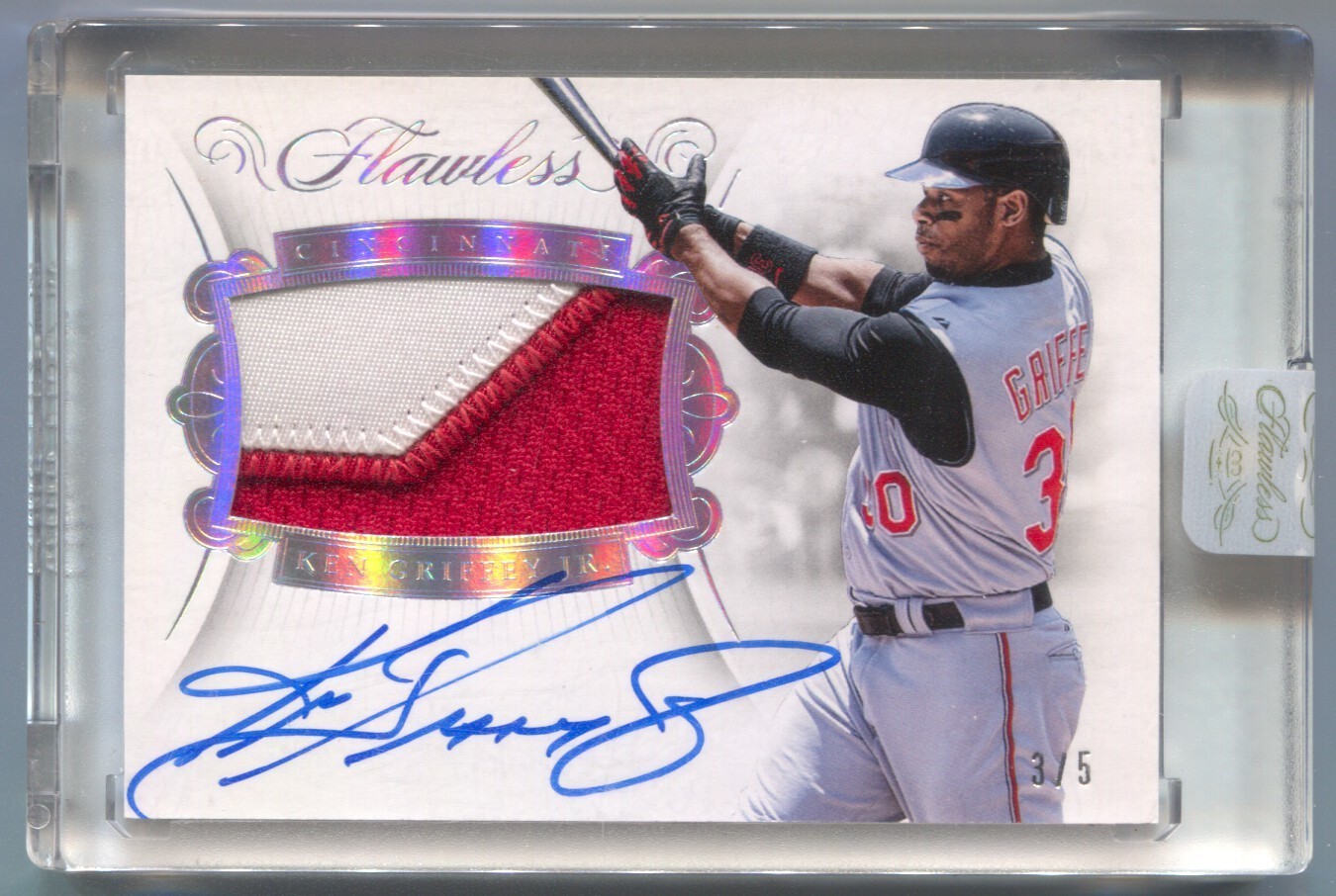 2018 Panini Flawless Ken Griffey Jr. Autograph 3 Color Patch Auto #/5 Encased