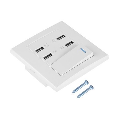 4 Ports Switch Control 5V 2.1A/1A 4100mA USB Wall Mounted Power Socket Charg SET