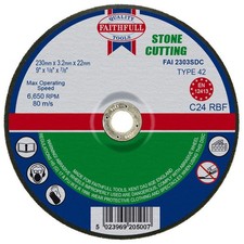 Image of Faithfull Depressed Centre Stone Cutting Disc 230 x 3.2 x 22.23mm