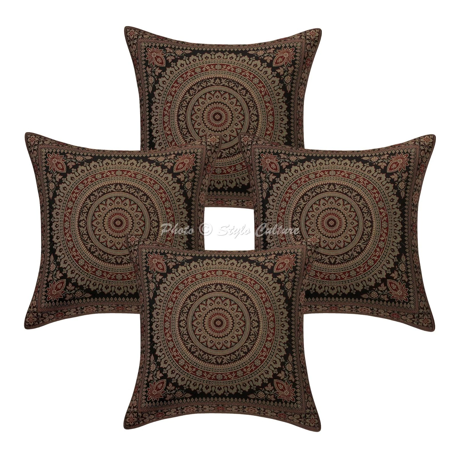 Bohemian Brocade Throw Pillow Covers Jacquard Mandala Cushion Cover Home Decor
