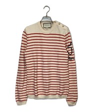 Gucci Embroidered Striped Cotton And Cashmere-Blend Sweater Auth From Japan TK