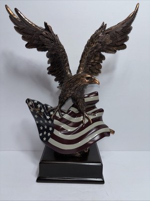 Gifts & Decor Ebros Wings of Glory Bald Eagle Clutching On American Flag Stat...