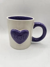 Cracker Barrel Hearts Galore Coffee Mug With Raised Purple Heart