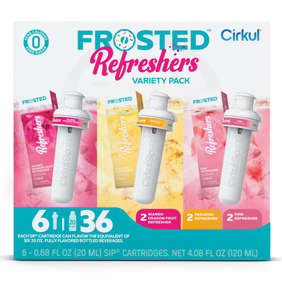 Cirkul Frosted Refreshers Flavor Cartridge Variety Pack, Drink Mix, 6-Pack 