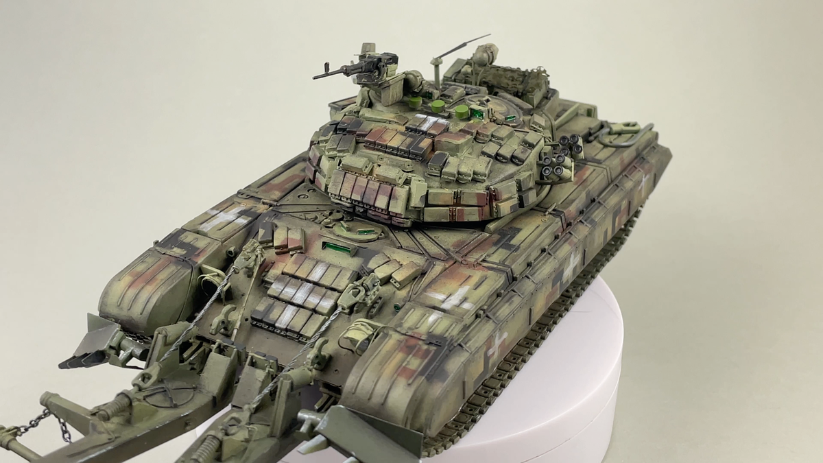 Built 1/35 Scale Mine roller on T-64A Tank Ukrainian Army SKIF