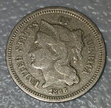 1866 Nickel Three Cent Piece circulated