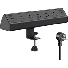 5-Outlet Power Strip with USB Port and 6 Ft. Cord - Fits 1.6 In. Tabletop Edge i