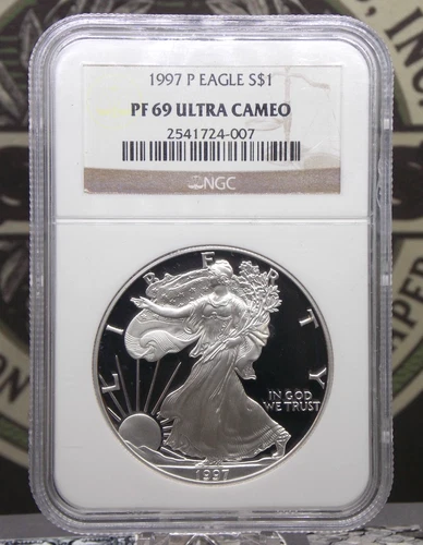 1997 "P" PROOF American *SILVER* Eagle $1 NGC PF69 Ultra Cameo #4007 ECC&C, Inc.