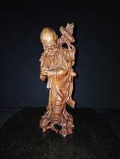 China Holz Figur Geschnitzt M&ouml;nch Alt