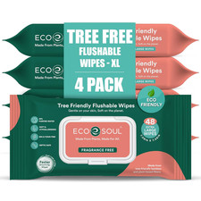 Bamboo Flushable Extra-Large Adult Wipes-Unscented 192 Count 4 Pack of 48 Eco-