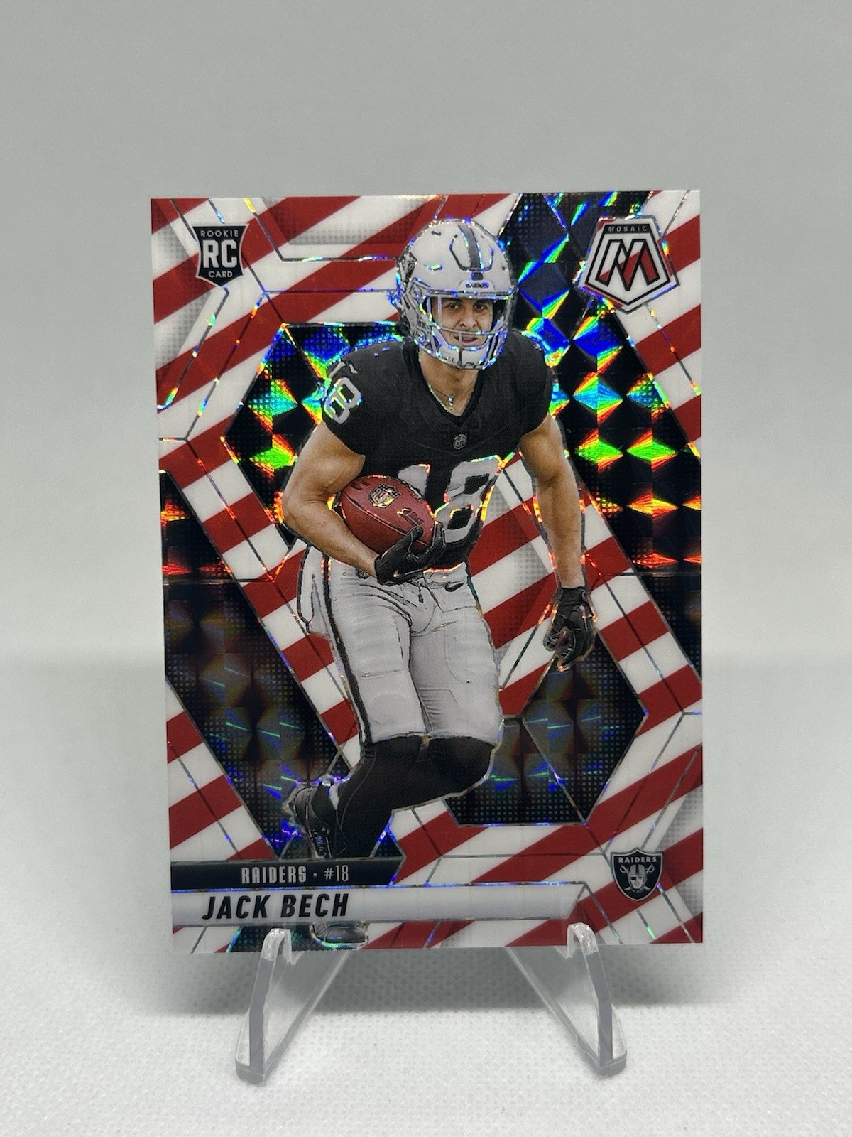 2025 Panini Mosaic - Rookies Jack Bech #349 Red & White Stripe Prizm (RC)