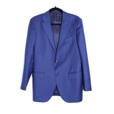 SUITSUPPLY Lazio Slim Sport Coat Mid Blue Wool Single Breasted Men's 50/US 40
