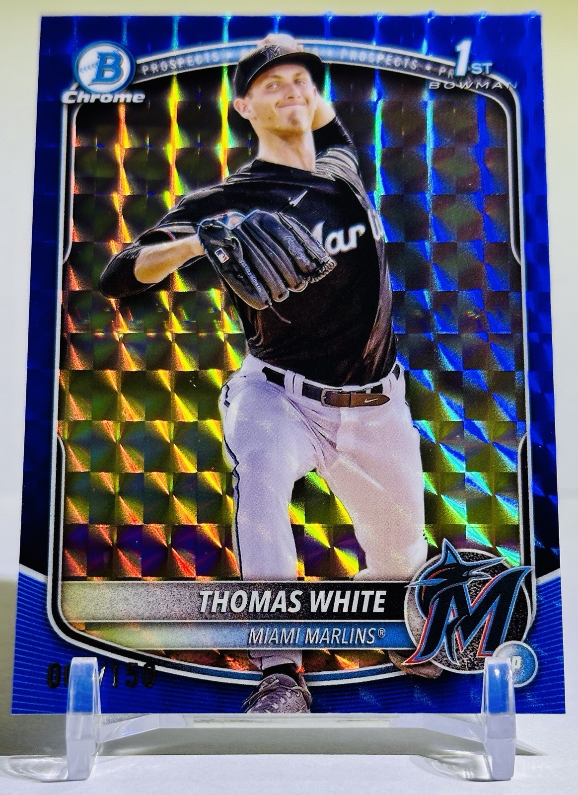 2025 Bowman Chrome Thomas White 1st Blue Geometric Refractor 007/150 #BCP-69