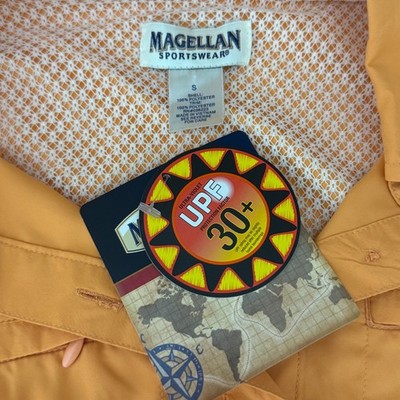NWT Magellan Sportswear Womens Orange Fishing Shirt UPF 30+ Long Sleeve Small