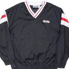 VINTAGE FILA BLACK PULLOVER WINDBREAKER JACKET 1990S 2XL