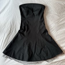 Y2k Black Strapless Dress with Tulle Hem Detailing, Size M