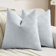 Chenille Decorative Throw Pillow Covers 18x18 18" x 18" Pack of 2 Light Blue