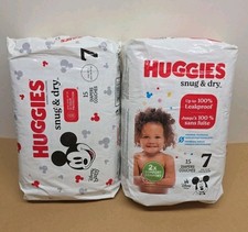 Lot Of 2 Huggies Baby Snug And Dry Size 7 15 Ct Each  30 Diapers Total 