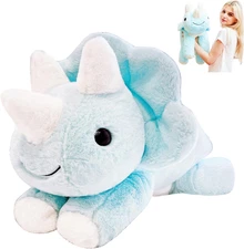 24" | 5 Pounds Blue Dinosaur Weighted Stuffed Animals with Unscented Microwavabl