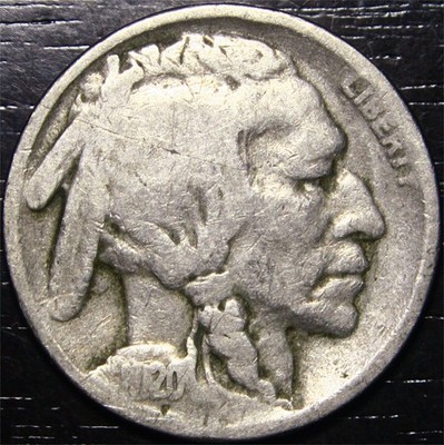 1920 Buffalo Nickel 5c US Coin Philadelphia Mint ''2 1/2 Feathers''