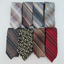 VTG Wemlon Tie Lot 8 Textured Striped 70s 80s Wrinkle Free Polyester Mix Wembley