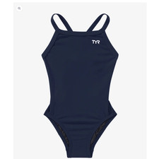 TYR Durafast One Girls' Solid Diamondfit Swimsuit - Solid Navy, Size 24, NWT