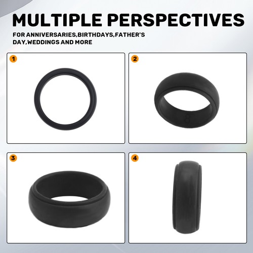 8Mm Popular Black Men Silicone Cool Rings Women Rubber Wedding 1521 - Picture 5 of 7