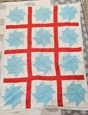 Vtg Quilt Sawtooth Star Blocks Blanket