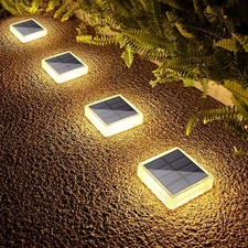 Solar Deck Lights, 4 Pack 30LM LED Dock Lights Warm White 2700K, Outdoor Sola