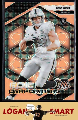 Brock Bowers 2025 Panini Mosaic Epic Performers Orange Fluorescent #4 Raiders