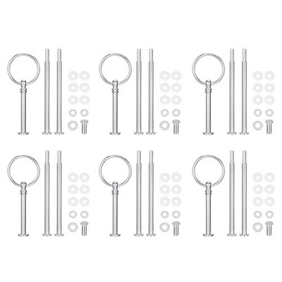 6 Set Cake Tray Stand Handle Plate Hardware Fitting 3-Tiers Round Silver